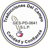 Sello de Traducciones Del Campo: Calidad y Confianza, perito traductor GES-PD-0641, S.L.P.